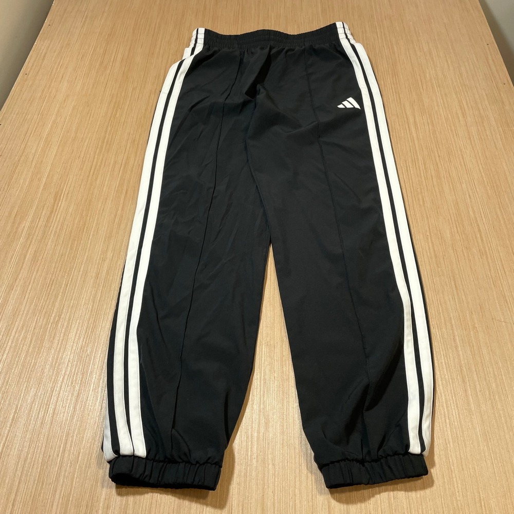 Adidas Track Pants Mens Black White 3-Stripe Joggers Athletic Windbreaker